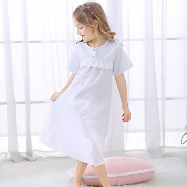 Enfant Fille Dentelle Pyjama Coton Chemise de Nuit Volant Princesse Mignon