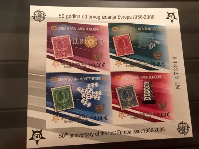 Briefmarken, Montenegro 2006 "50 Jahre Europamarken", Block 2 B, geschnitten