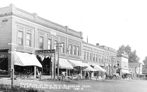 Main Street View Hardware Store Brooklyn Michigan MI Reprint Postcard