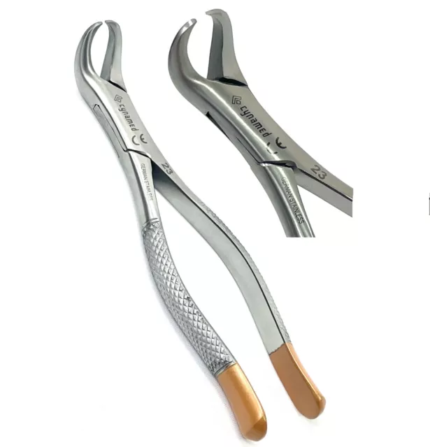 2 Premium German Dental Tooth Extracting Forceps #23 Cow Horn Lower Molar Dental