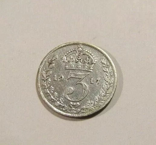 Great Britain 1917 3 Pence Silver Coin