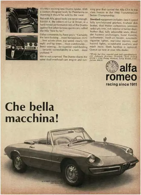 1967 ALFA ROMEO Duetto Spider convertible Vintage Print Ad