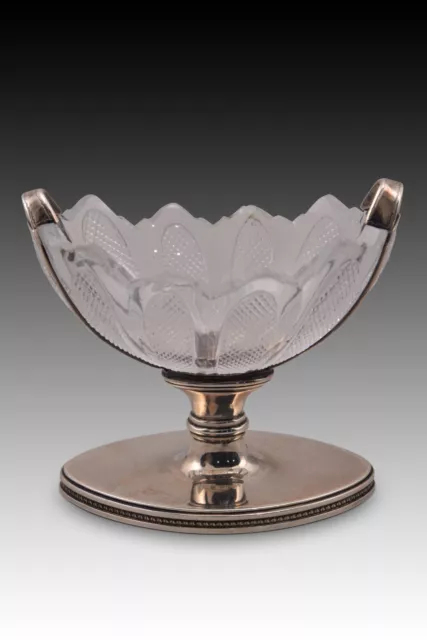 Silver and glass spice dish or bowl. 19th century.