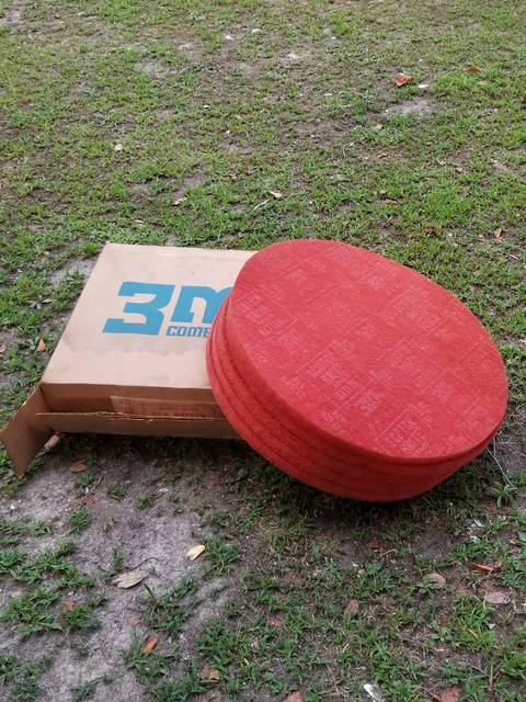 Lot Of 8 Red Floor Buffer Scrubber Pads 18"  & 22"  Scotch Brite 3M