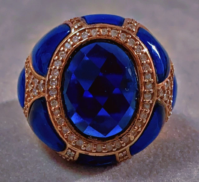 BAGUE ANCIENNE EN ARGENT VERMEIL AVEC TOPAZE ET ZIRCONIUM - TAILLE 57 (OCCASION)