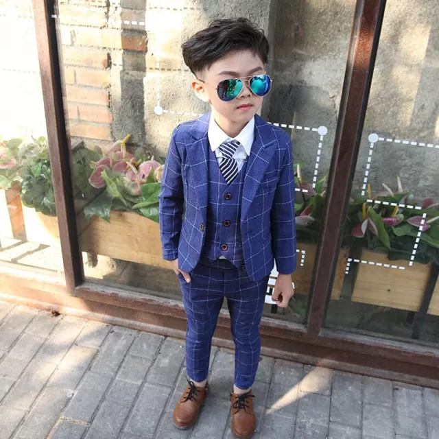 Boys Wedding Party Costumes Blazer Vest Pants Children's Formal Suits Clothes