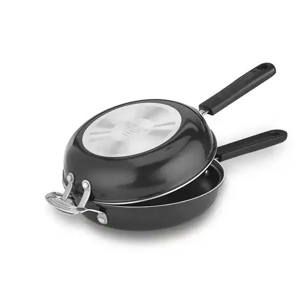 Cuisinart Frittata 2-in-1 Skillet Fry Pan Non-Stick Interlocking 10” Black New