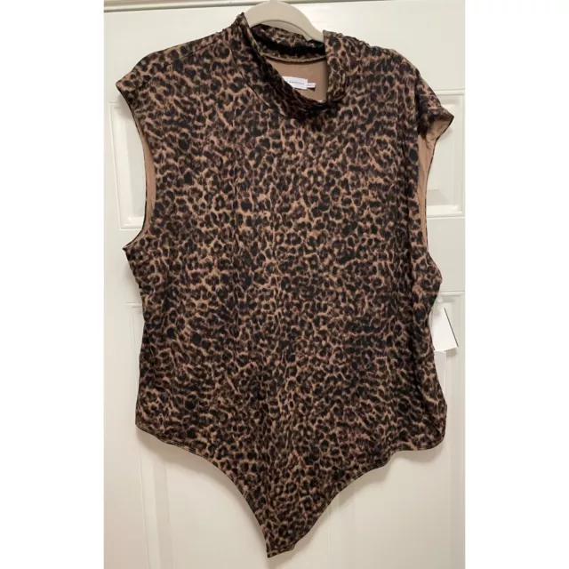 Good American Sepia Leopard Mock Neck Power Bodysuit Thong Womens Plus Size 5x