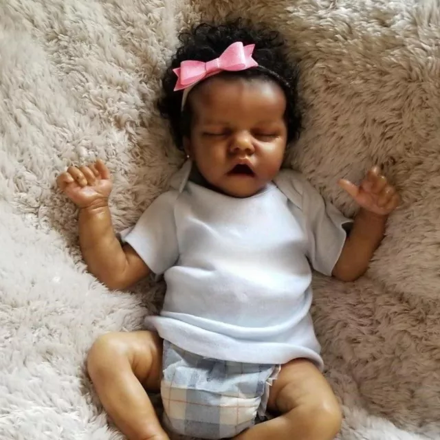 43CM African American Reborn Baby Doll Finished Newborn Dolls Black Girl Gift