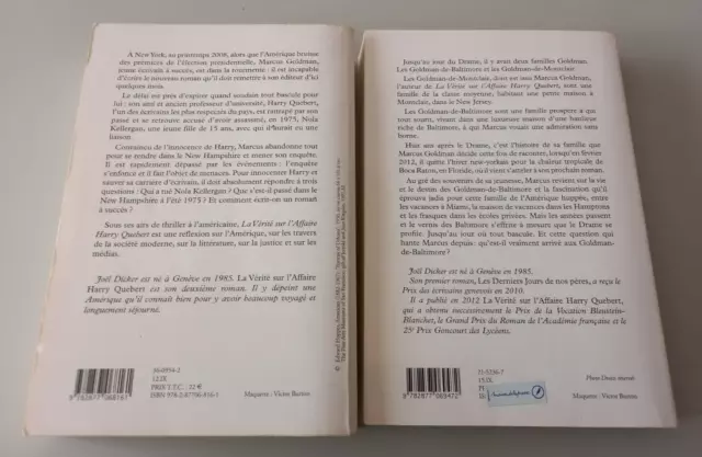 Lot de deux livres Joël DICKER Broché Grand format (N°3867) 2