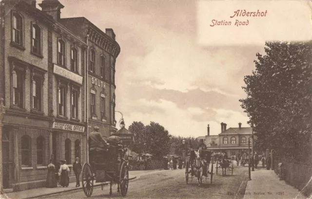 Edwardian postcard Aldershot Station Road