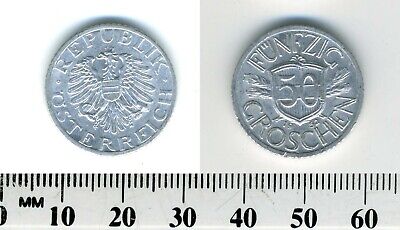 Austria 1952 - 50 Groschen Aluminum Coin - Imperial Eagle with Austrian shield