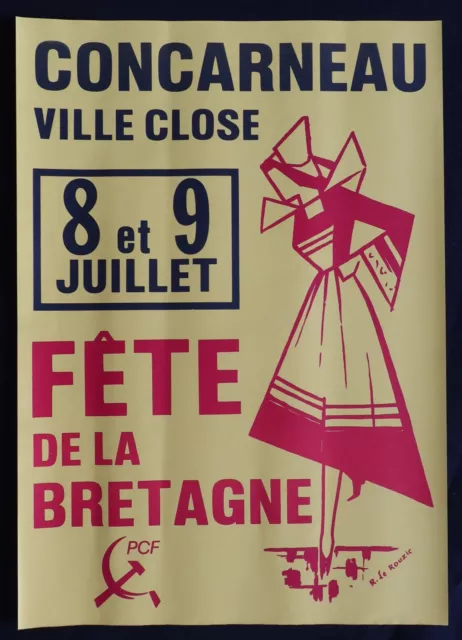 Affiche FETE DE LA BRETAGNE Concarneau PCF Parti Communiste 30x42cm poster 1257