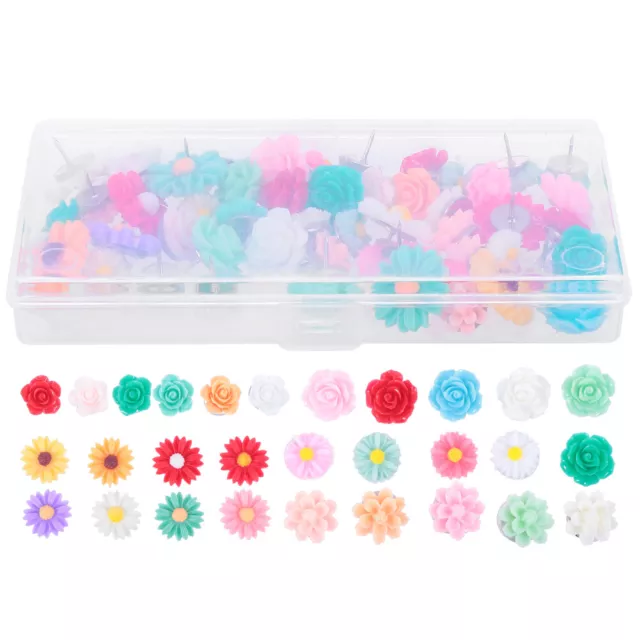 Metal Flower Push Pins for Cork Board and Office Supplies (50pcs)-