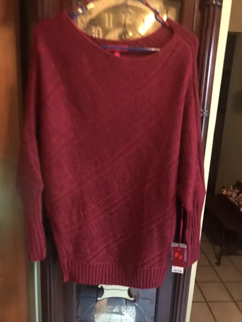 Jennifer Lopez Womens Small Maroon Knit Sweater New With Tags