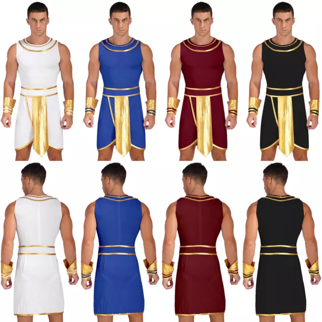 UK Mens Ancient Greek Historic Fancy Dress Adult Roman Toga Halloween Costumes