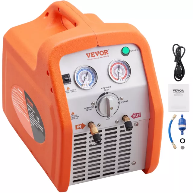 VEVOR 1 HP Máquina de Recuperación de Refrigerante Doble Cilindro 558PSI 1750rpm