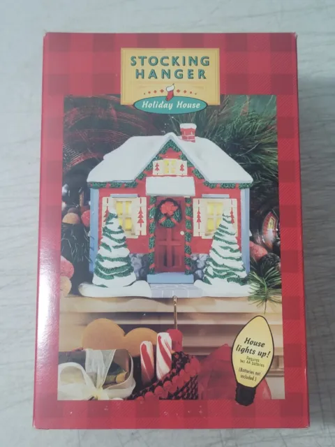 Vintage Hallmark ~ Holiday House ~ Stocking Hanger with Lights ~ Brand New NOS