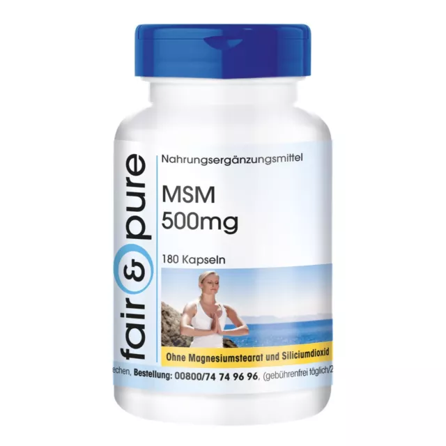 MSM 500 mg 180 Kapseln Methylsulfonylmethan, organischer Schwefel | fair & pure