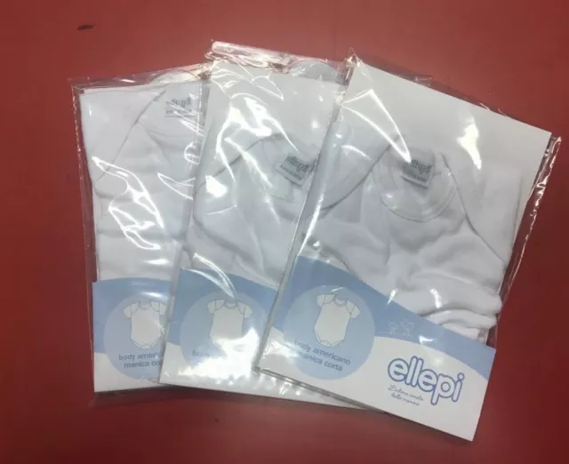 BODY NEONATO ELLEPI 100% COTONE MANICA CORTA ART. AF 802 Conf.3 Pz
