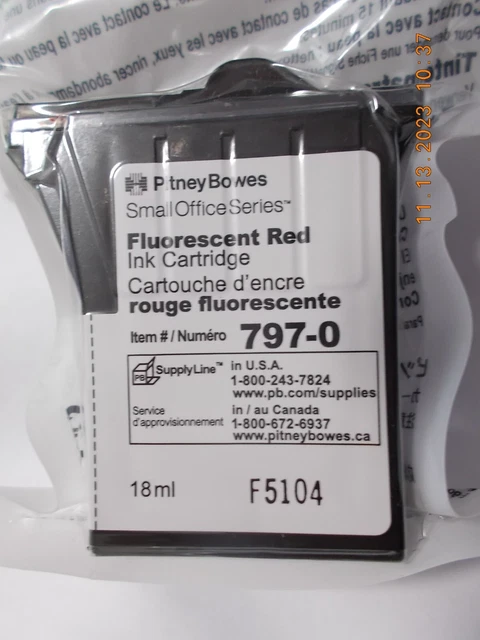 Pitney Bowes 797-0 Fluorescent RED ink Cartridge K700 Series GENUINE SEALED!