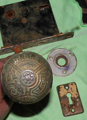 Antique Eastlake Brass Door Knobs Orbin Hardware Locksets Victorian BIN Save $$