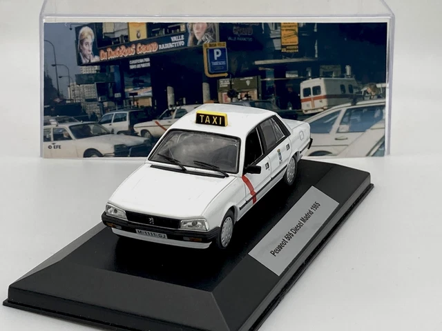 Taxi Peugeot 505 Diesel Madrid 1985 1/43 avec boite vitrine.