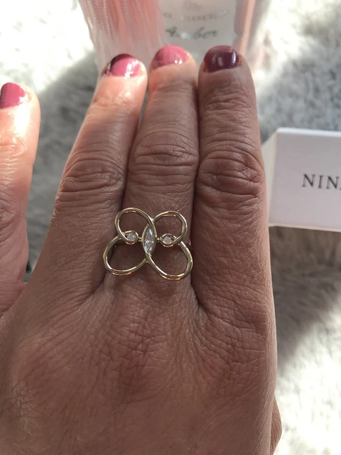 Bague Dorée Avec Dessus Noir - Taille 56 - Occasion - Bijou Fantaisie Volumineux