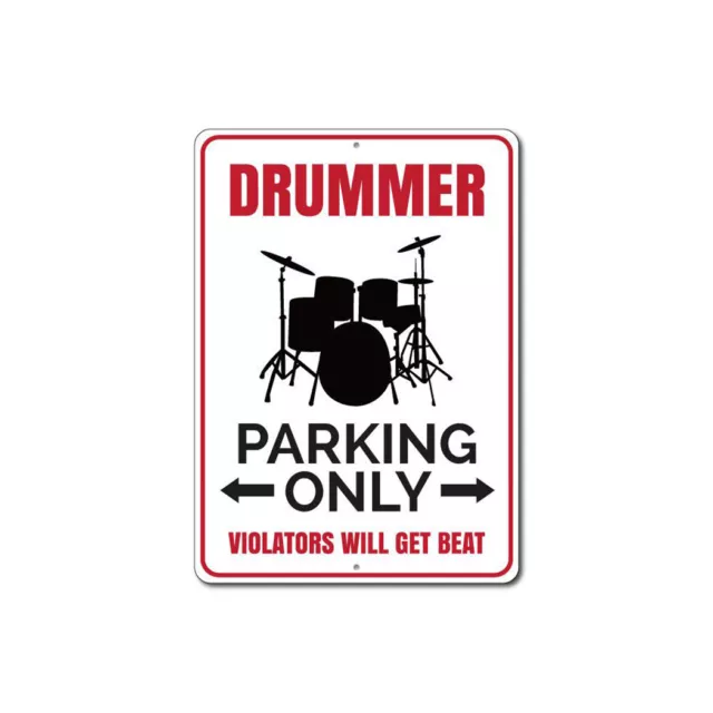 Drummer Reserved Parking Only Sign Drum Player Garage Decor Aluminum Metal Sign