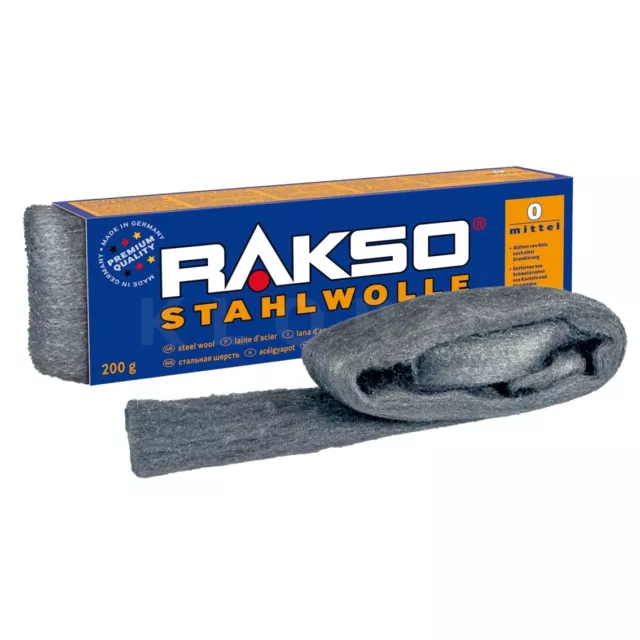 (46,30€/1kg) Rakso Stahlwolle  Sorte 0   Paket mit 200 g  010006 kostenloser Ver