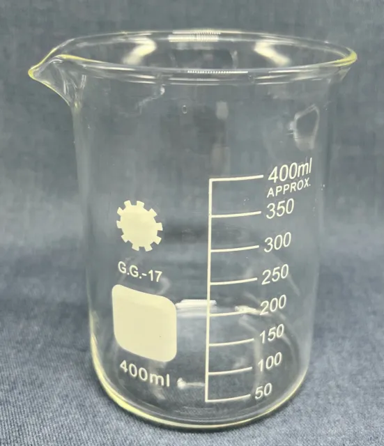 Vintage 400ml Scientific Glass Laboratory G.G.-17 Beaker 4.5"