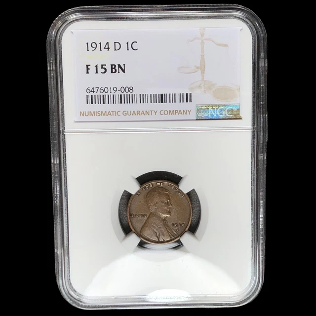1914 D NGC F-15 Lincoln Cent Wheat Penny  --  #W9439
