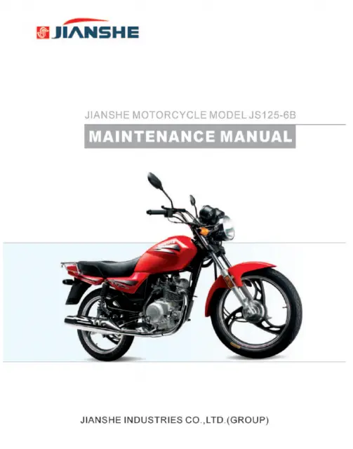 Jianshe JS125-6B Motorcycle Service Manual | 2007 | Mailed CD