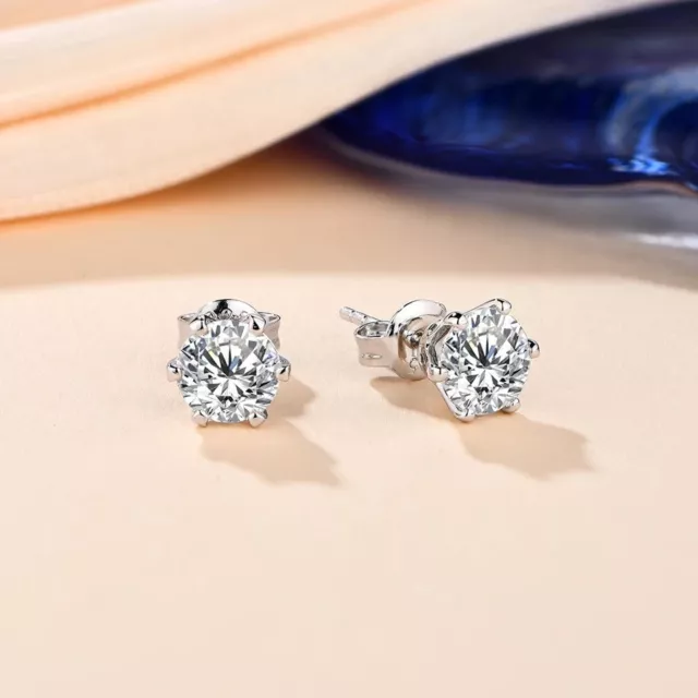 1ct Earrings White Gold Diamond Test Pass Lab-Created VVS1/D/Excellent