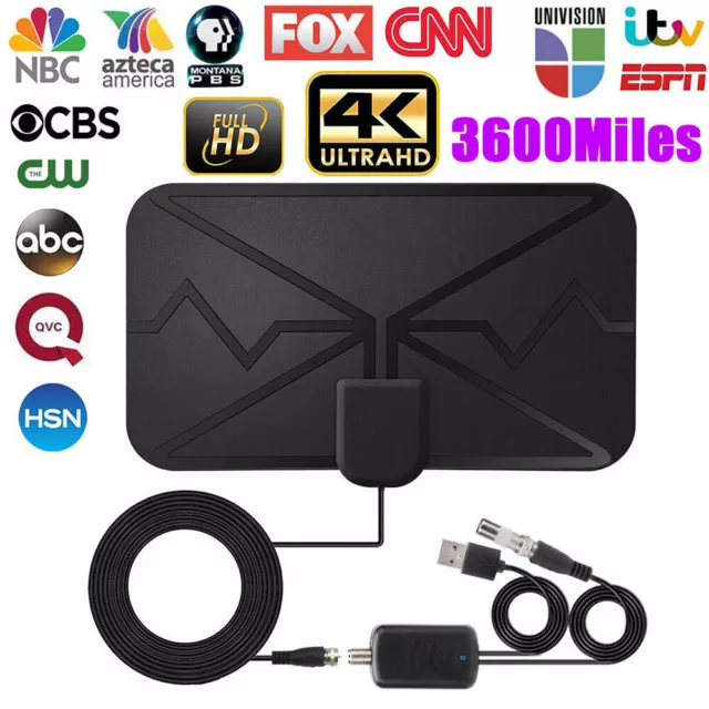 300 Miles Digital TV Antenna Range Signal Booster Amplifier HDTV Indoor 4K 1080P