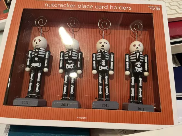 2011 Target Skeleton Nutcracker Halloween Place Card Holders Set of 8 New