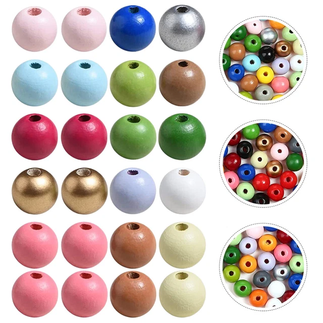 100 pezzi perle sfuse colorate, distanziatori, perle di legno per il fai da te,