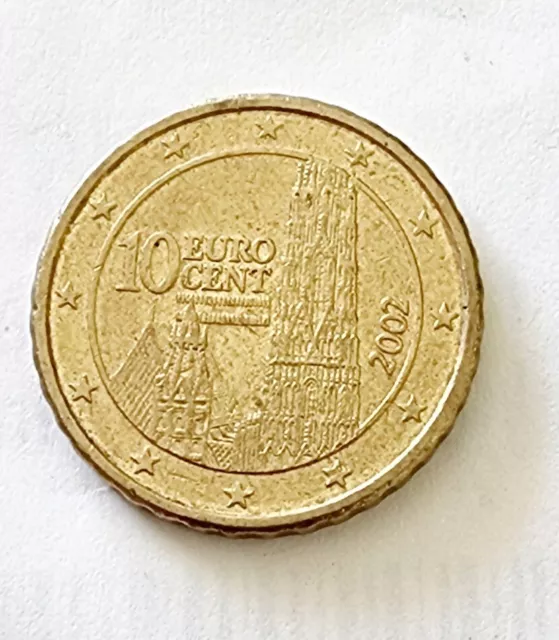 Rare Austrian 10 cent euro coin minted 2002