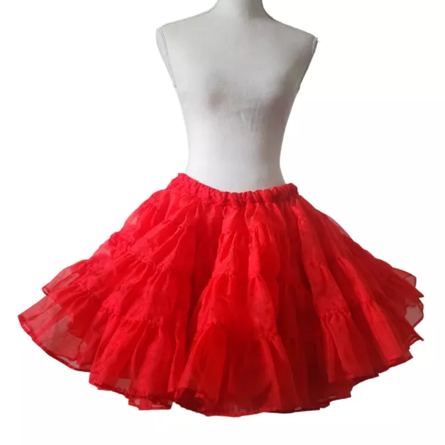 VTG Red Crinoline Petticoat Costume Skirt Tutu M 43" Pettiskirt
