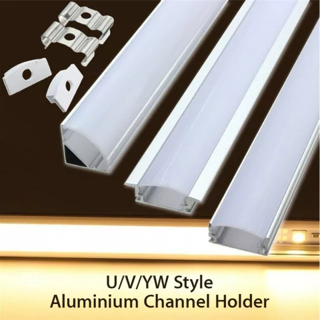 1pcs 50cm U-Style Aluminum Channel Case &Milk Cover+End Cap For LED Strip Light