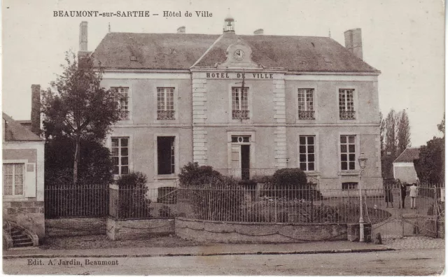 France Beaumont-sur-Sarthe - Hotel de Ville old unused postcard