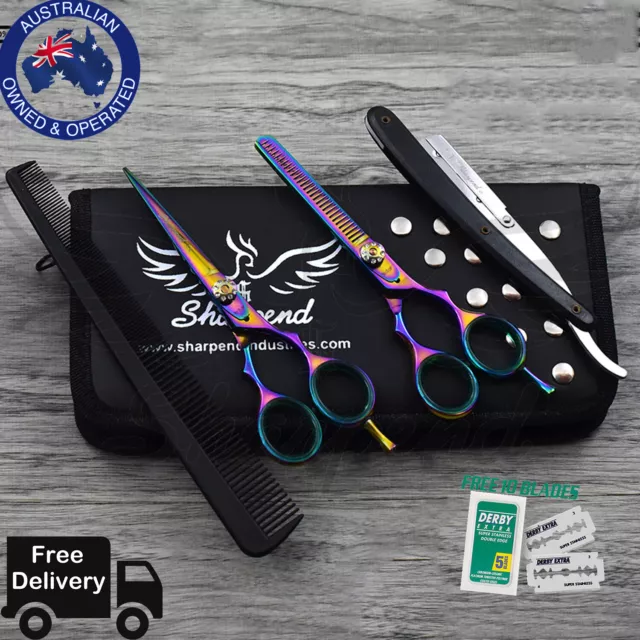 Professional Hairdressing Scissors Barber Salon Hair Cutting Shears Razor Set