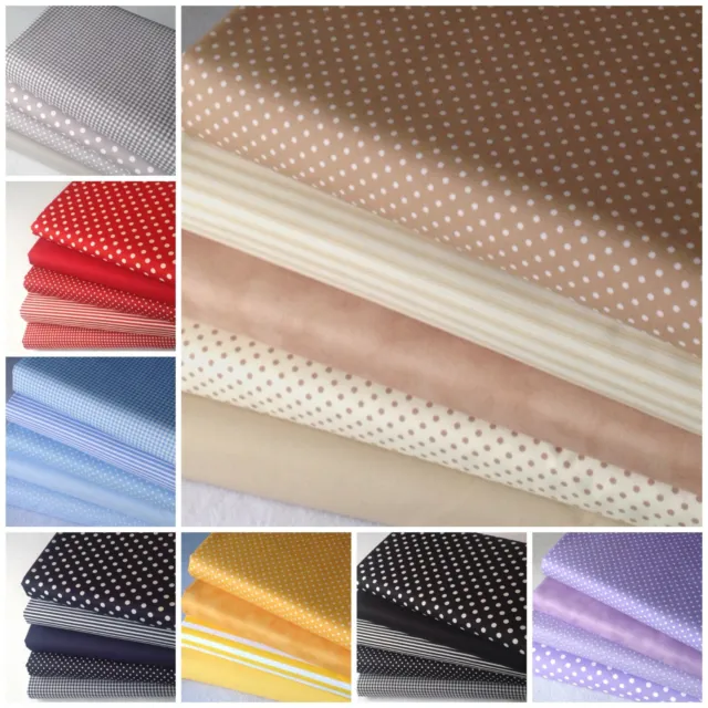 100% cotton fabric Fat Quarter Bundle basics blenders quilting patchwork craft G