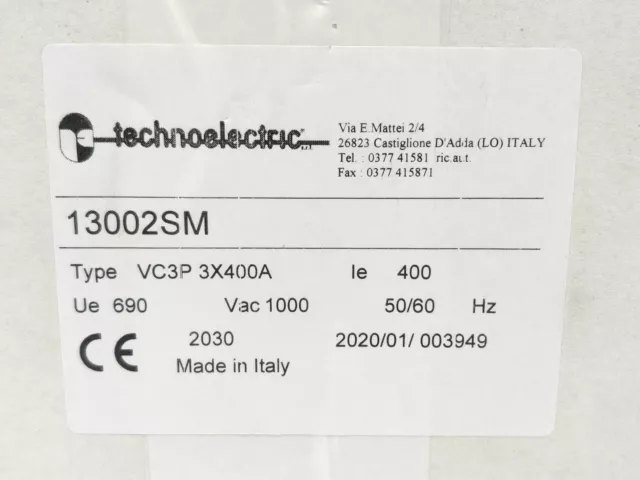 Technoelectric 13002SM VC3P 3X400A Disconnector switch 2