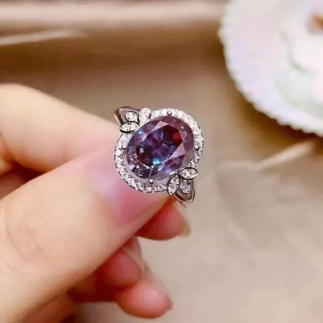 2.20CT Oval Cut Lab Created Alexandrite Halo Women's Ring 14K White Gold Plated