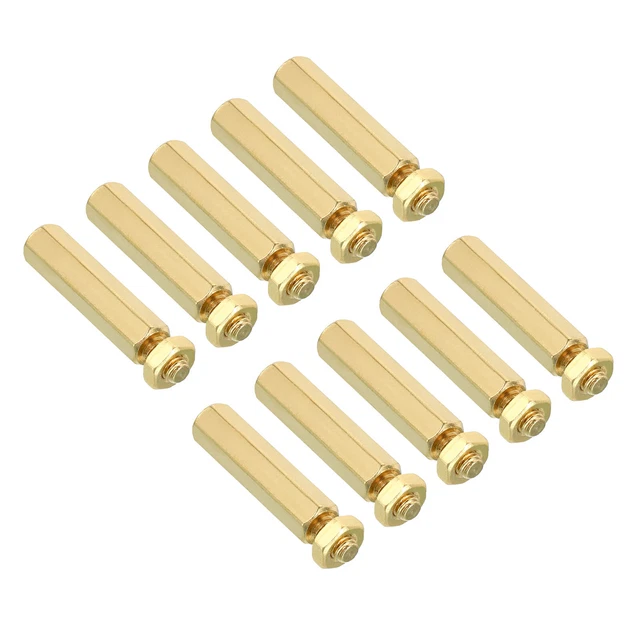 25mm+6mm M4 Standoff Screws 80 Pack Brass Hex PCB Standoffs Nuts Gold Tone