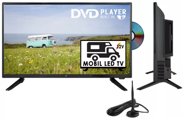 JTC 24,5" 62cm LED Full HD Fernseher Camping TV mit DVD, 12V, DVB-T2,-S2,-C USB