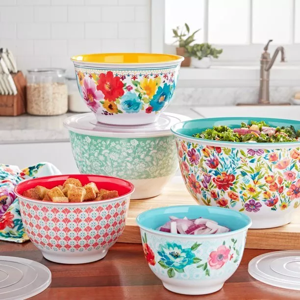The Pioneer Woman Melamine Mixing Bowls with Lids (Set of 3 Bowls with 3  Lids) (Alex Marie)