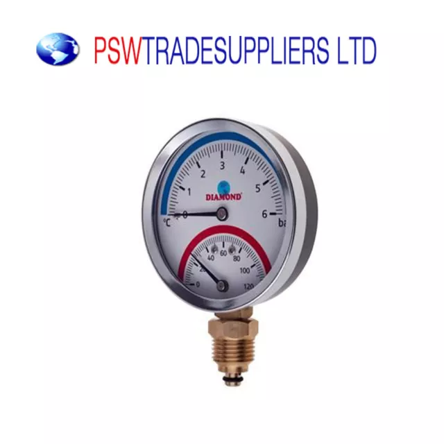 80mm THERMOMANOMETER TEMPERATURE AND PRESSURE GAUGE 1/2"BSP SIDE ENTRY