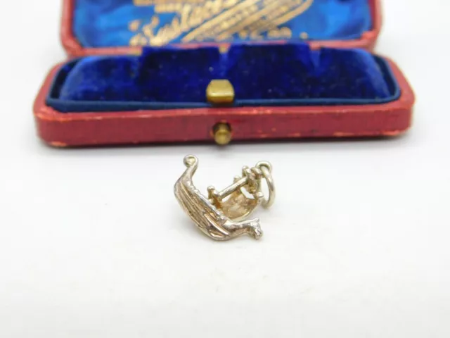 Sterling Silver Viking Ship Charm Vintage c1970